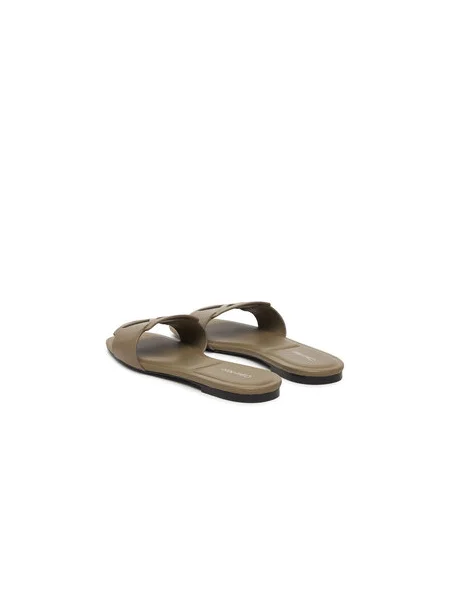 Šľapky Calvin Klein Square Flat Sandal Emblem béžová