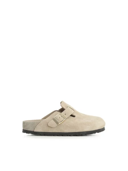 Birkenstock klapki zamszowe Boston EXQ LEVE beżowe