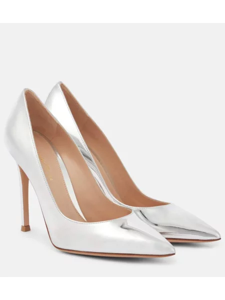 Pantofi cu toc Gianvito Rossi din piele argintiu