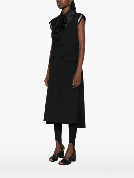 Sukienka midi Sacai bez rękawów do kolan dwurzędowa czarna