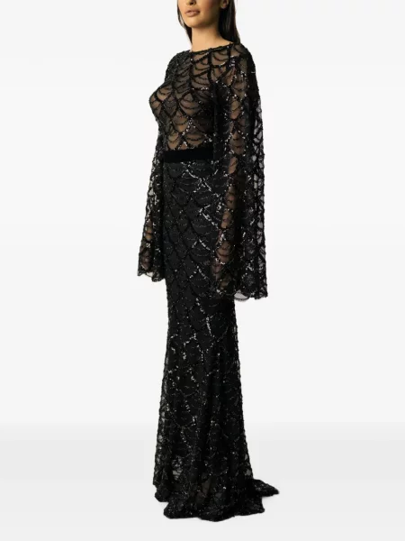 Rochie maxi Miau By Clara Rotescu cu paiete negru