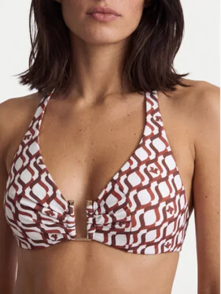 Top Max Mara s potiskem s výstřihem halter hnědý