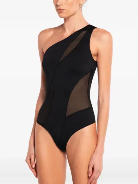Body Ow Collection plasă cu un umăr gol negru