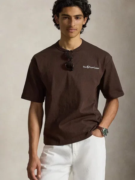 Polo Ralph Lauren tricou pentru bărbați din Tee maro