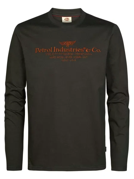 Petrol Industries Tricou maro coniac / metalic gri