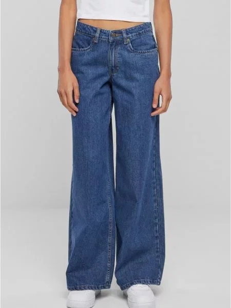Szerokie talia jeansy Urban Classics niebieskie