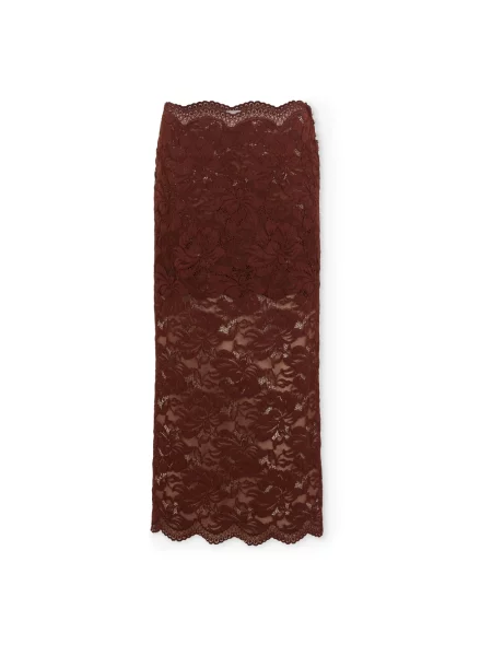 Spódnica midi Rabanne koronkowa do kolan brązowa