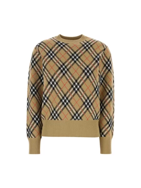 Sweter Burberry z wzorem argyle beżowy