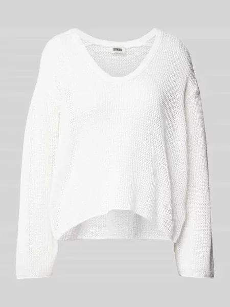 Sweter z dzianiny z obniżonymi ramionami model ‘MAIJA’ Drykorn biały