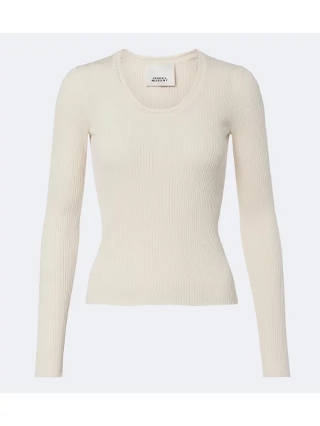 Pulover Isabel Marant de mătase bej