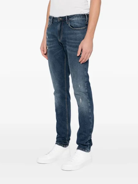 Džinsai Emporio Armani su nubrozdinimais mėlyna