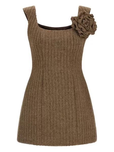 Dzianinowa sukienka mini Giuseppe Di Morabito w kwiatki garniturowa brązowa