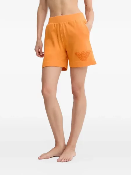 Pantaloni scurți Emporio Armani cu autograf portocaliu