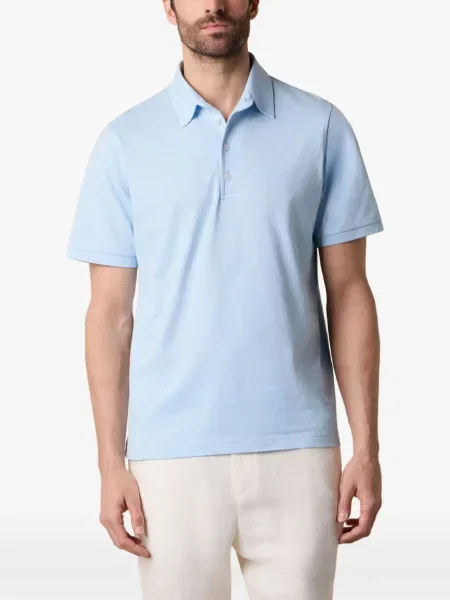 Scurt tricou polo Brooks Brothers din jerseu albastru