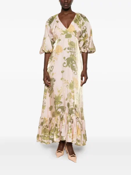 Rochie La Doublej cu model floral cu imagine roz
