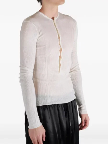 Lung tricou Ann Demeulemeester tricotate alb