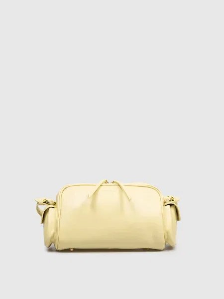 Шкіряна сумка з принтом логотипа Christian Villa жовта