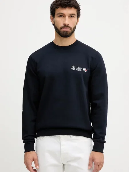 Dukserica Tommy Hilfiger tamno s tiskom plava