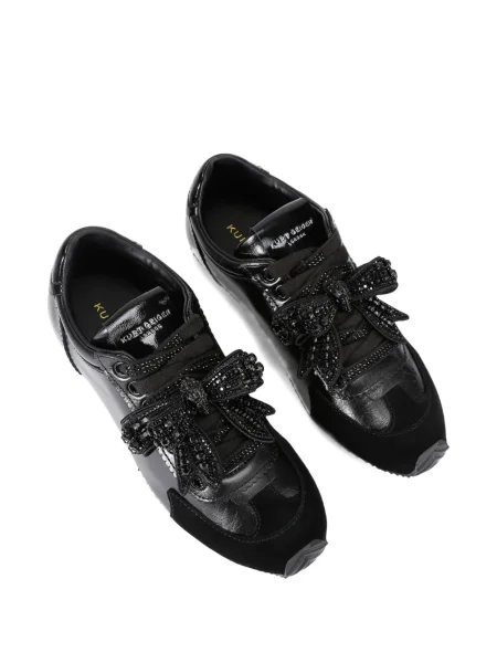 Кожени маратонки Kurt Geiger London с панделка черно