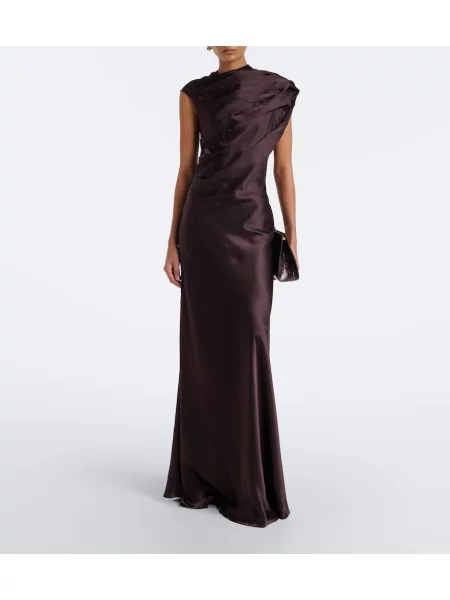Rochie Tove din satin maro