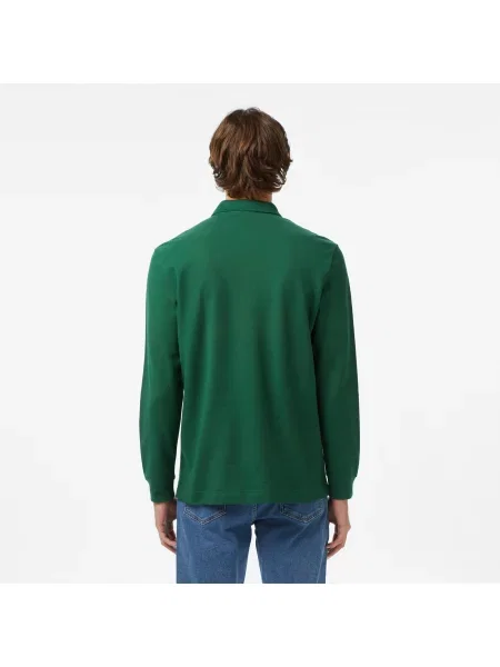 Lacoste Koszulka Polo Z Długim Rękawem Smart Paris Z Elastycznej Bawełny zielona