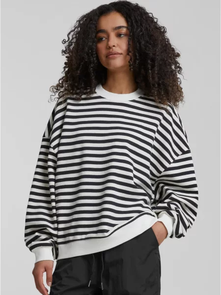 Hanorac crewneck Urban Classics cu dungi negru