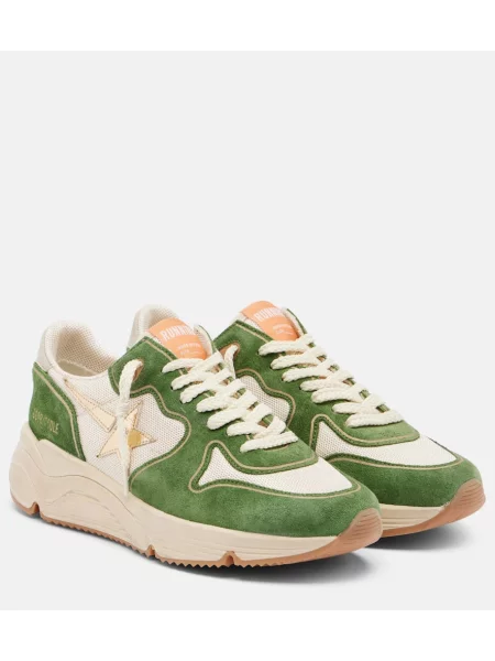 Sneakerși Golden Goose Running din piele de căprioară alergare verde