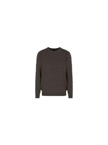 Sweter Armani wełniany z okrągłym dekoltem zielony