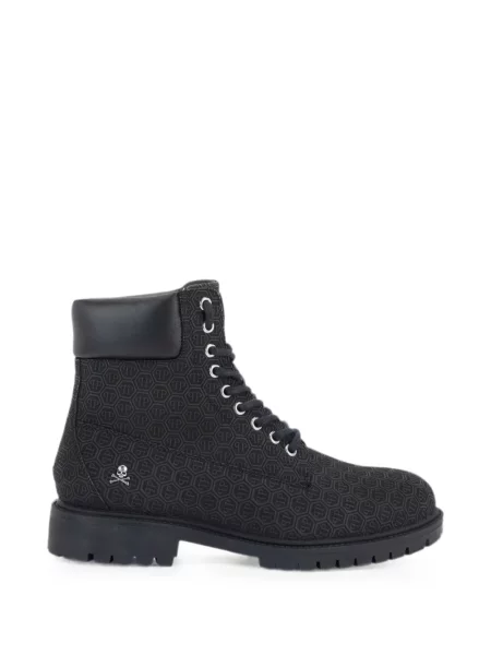 Kožené kotníkové boty Philipp Plein černé