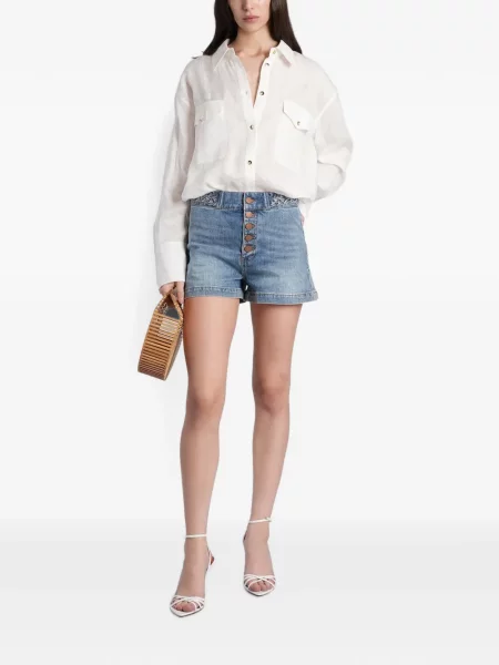 Pantaloni scurți Alice + Olivia țesuți albastru