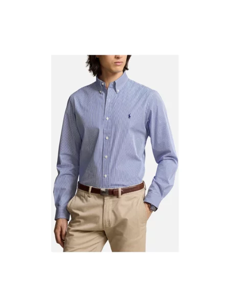 Koszula Polo Ralph Lauren casual z logo popelinowa niebieska