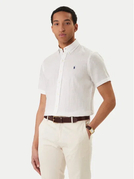 Polo Ralph Lauren cămașă de in Sport Shirt alb