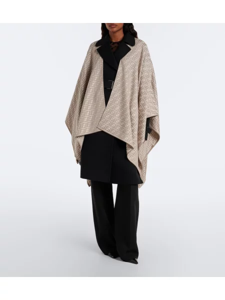 Poncho Fendi de lână gri