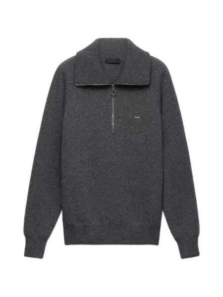 Tricou polo Prada de lână gri