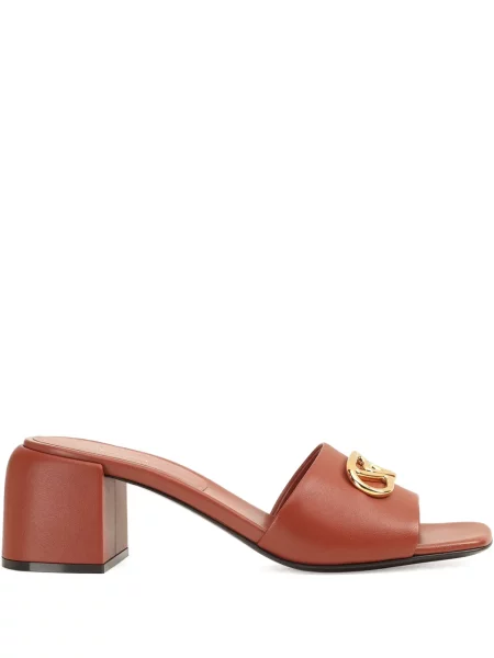 Papuci tip mules Sergio Rossi din piele maro