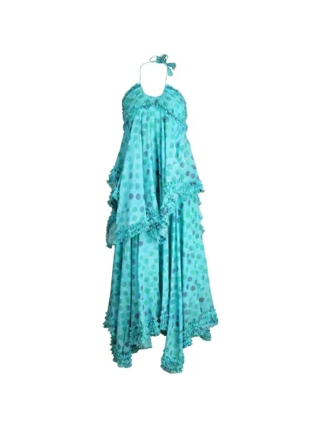 Taškuota midi suknelė Alexis su raukiniais iki kelių mėlyna