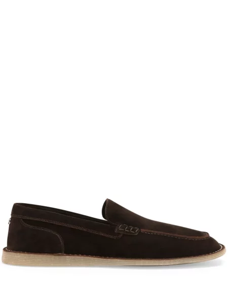 Pantofi loafer Dolce & Gabbana din piele de căprioară maro