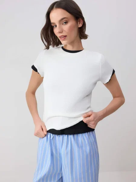 Trendyol Tricou negru alb