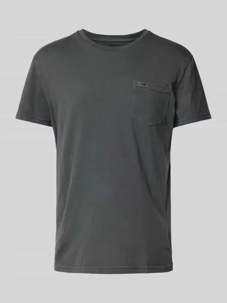 T-shirt o kroju regular fit z bawełny z kieszenią na piersi Tommy Jeans czarna