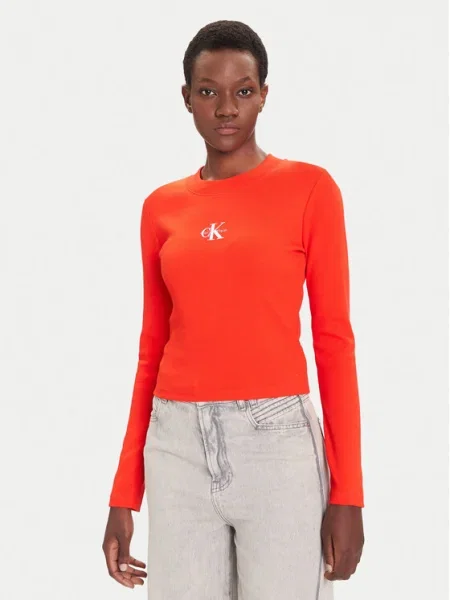 Calvin Klein Jeans Tricou orange / alb roșu