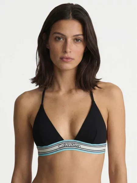 Calvin Klein Swimwear Bikini gornji dio svijetloplava / tamno plava bijela crna