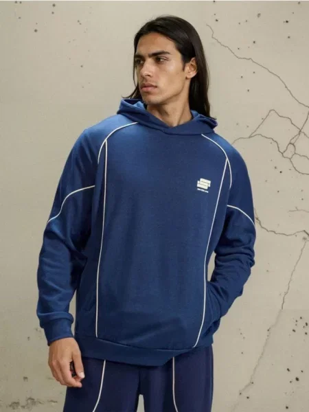 Sinsay Bluza hoodie z kontrastową lamówką szary