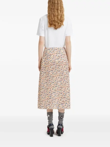 Fustă midi Marni cu model floral cu imagine până la genunchi