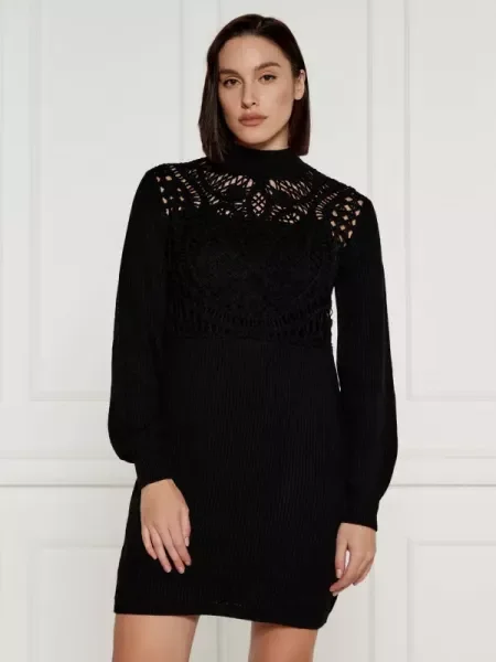 TWINSET Rochie cu adaos de lână negru
