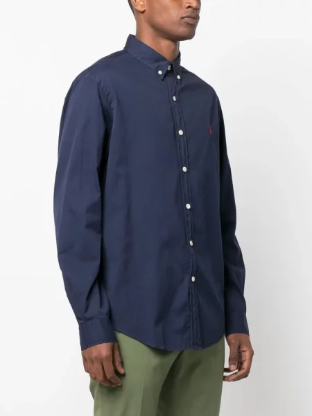Дълго поло тениска Polo Ralph Lauren бродирана синьо