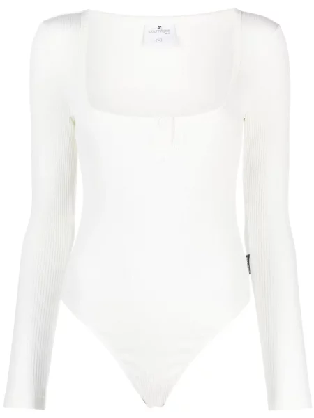 Body Courreges prążkowany biały