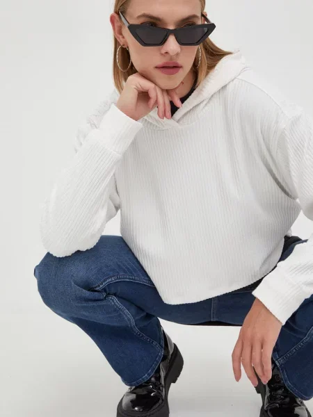 Пуловер Hollister Co. от лека материя бяло