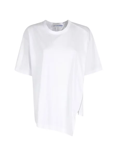Tricou Comme Des Garçons Shirt asimetric alb