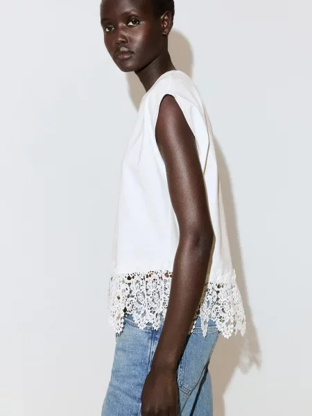 MANGO Tricou BLONDE' alb
