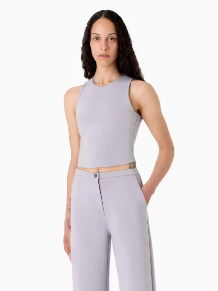 Топ Emporio Armani поліестер/віскоза сірий